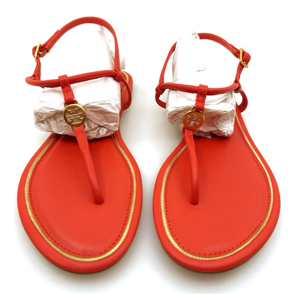 NWOB Tory Burch Emmy Sandals with Gold Tone Color: Bright Samba 7.5 w/ dust bag.